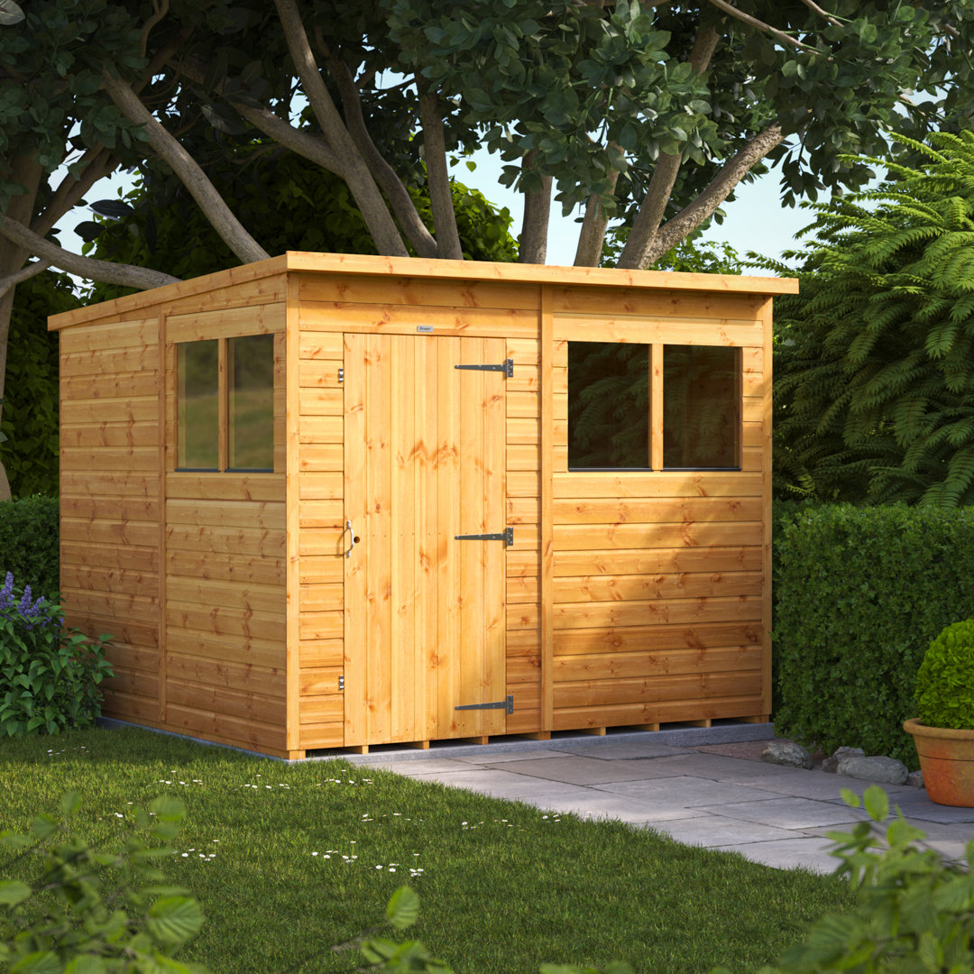Powersheds 8 x 8ft Timber Tongue & Groove Pent Garden Shed Golden Brown 260.4cm W X 251.6cm D X 202.8cm H